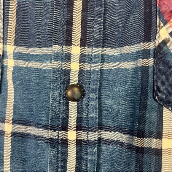 5 FOR $20 American Eagle Slim Fit Blue and Red Plaid Button-Up Shirt - Picture 6 of 7